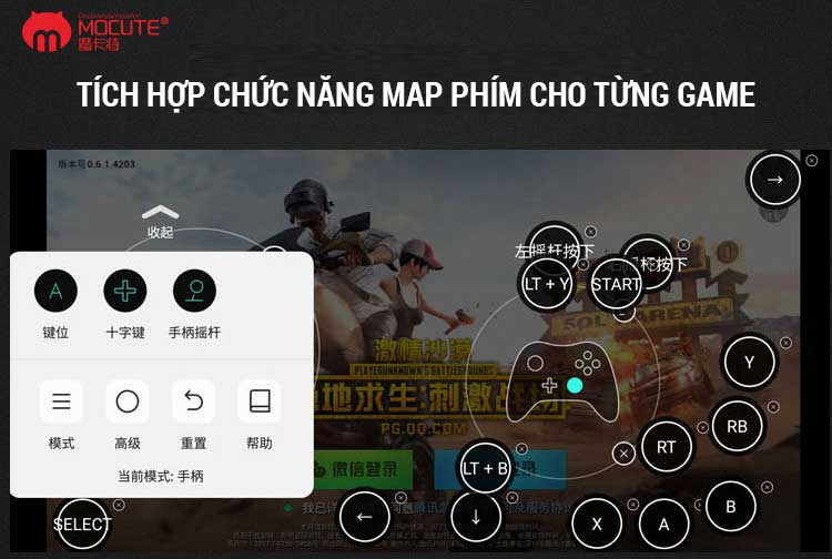 Tay cầm Mocute 058 - Tay cầm game giá rẻ cho điện thoại 8 Chức năng map phím tay cầm Mocute 058