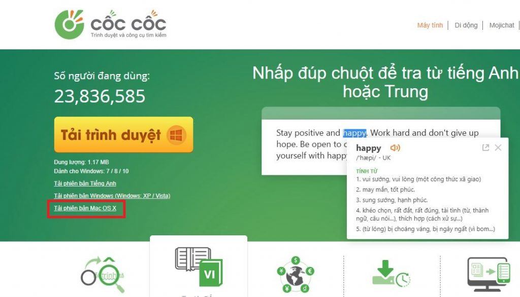 Tải cốc cốc về Macbook, iMac