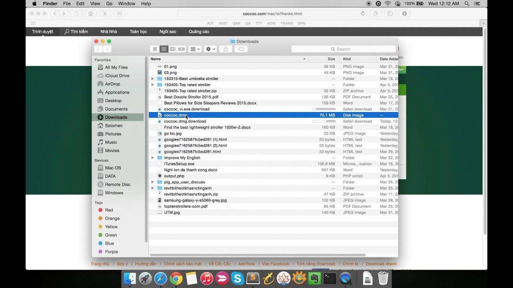Cài đặt cốc cốc cho Macbook Air, iMac, Mac OS X