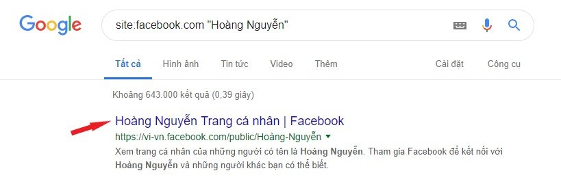 Facebook đăng nhập trang cá nhân người khác bước 2