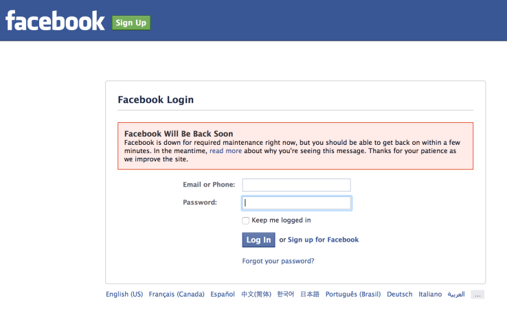 Facebook bảo trì