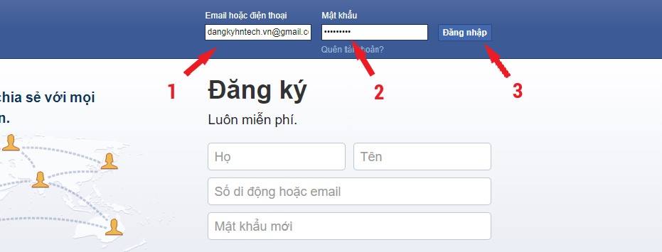 Điền thông tin đăng nhập facebook nhanh
