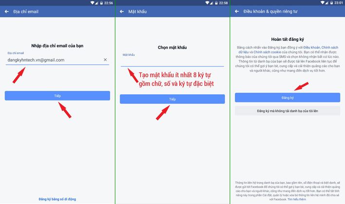 Hoàn tất các bước lập facebook mới