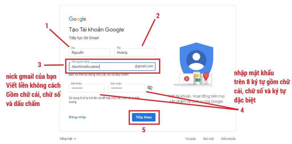 Đăng ký Gmail