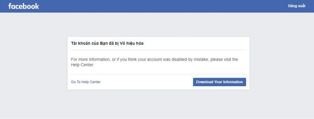 Không đăng nhập được facebook do tài khoản bị vô hiệu hóa
