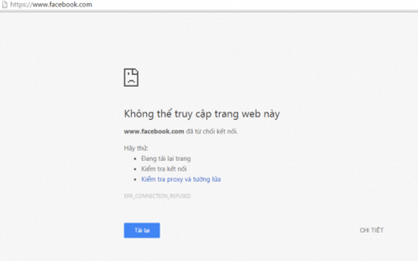 Không truy cập được trang chủ facebook
