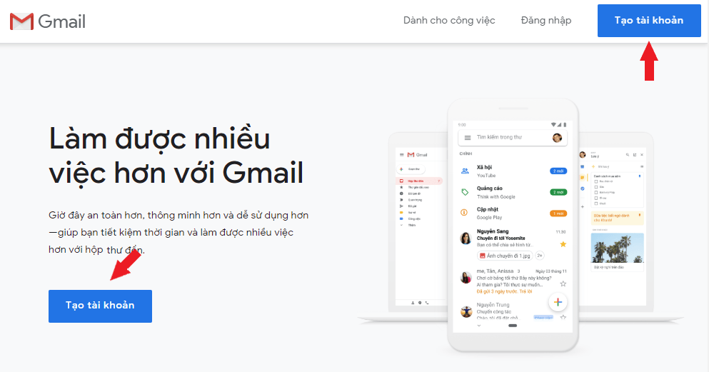 Tạo tài khoản Gmail