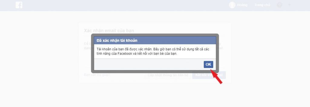 Liên kết Gmail và tài khoản facebook thành công