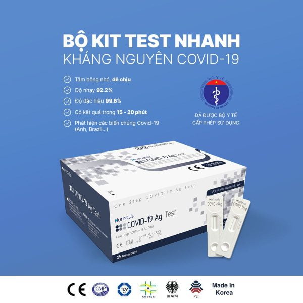Kit test nhanh Humasis - Bộ kit test nhanh Covid 19 cho 1 người