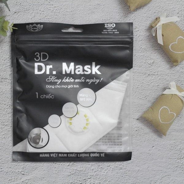 Khẩu trang Dr.Mask 3DS4 - Thùng 50 gói (1 cái/gói) khẩu trang có van thở